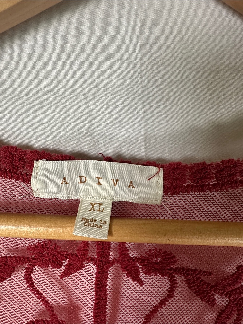 Adiva Deep Red Sheer Floral Embroidered Robe - Picture 2 of 3